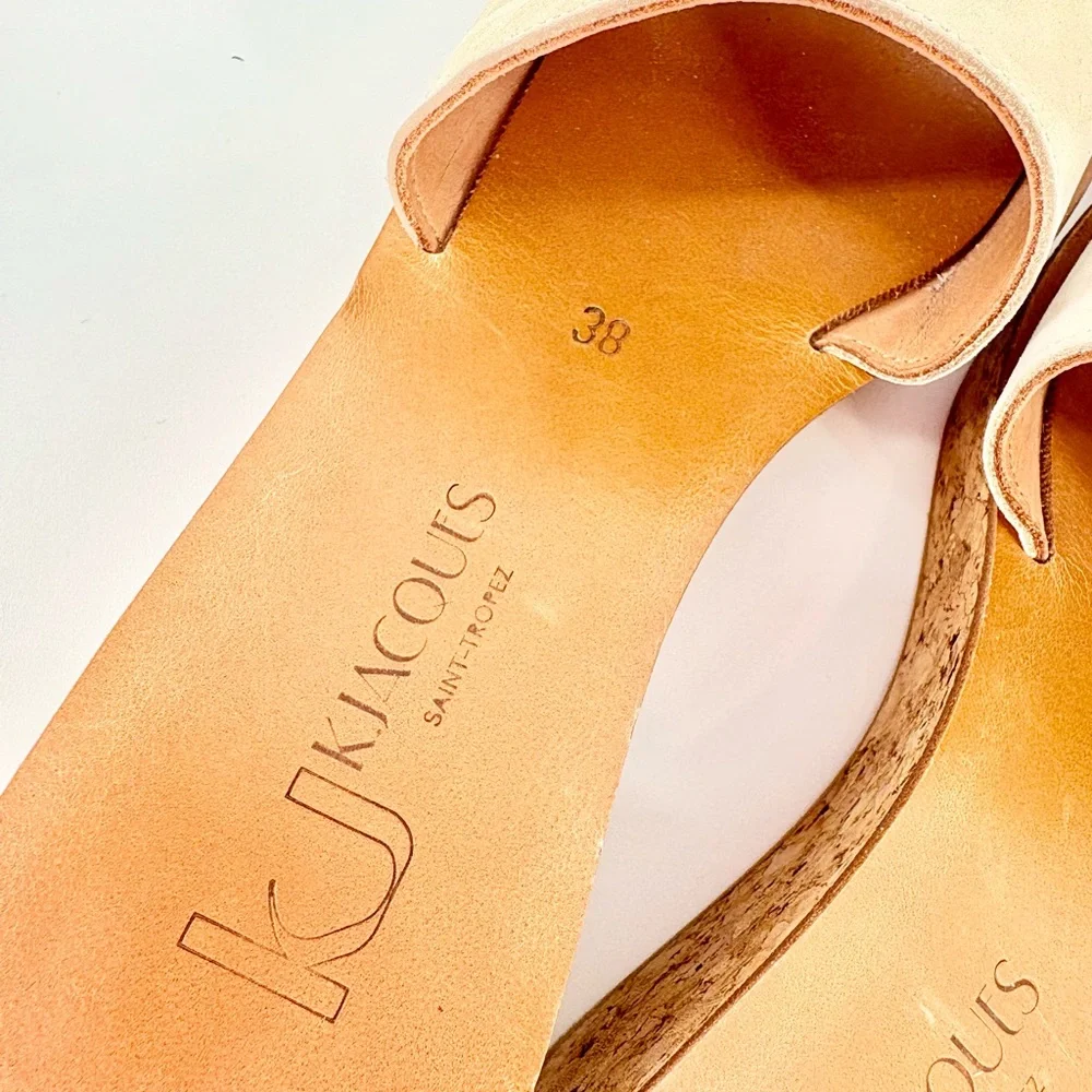 K Jacques St Tropez Kirielle Leather And Cork Wedge Slides